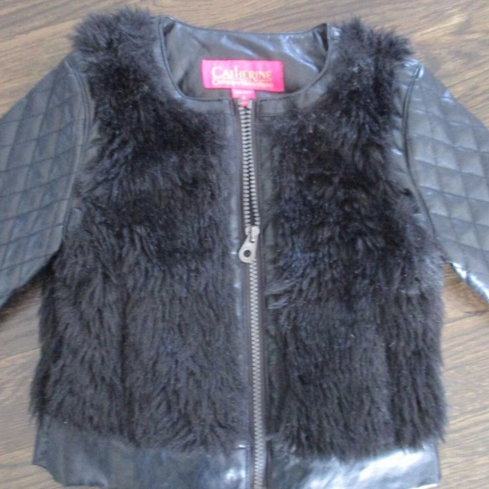 CATHERINE MALANDRINO Faux Leather Fur Kids Jacket - Picture 7 of 9